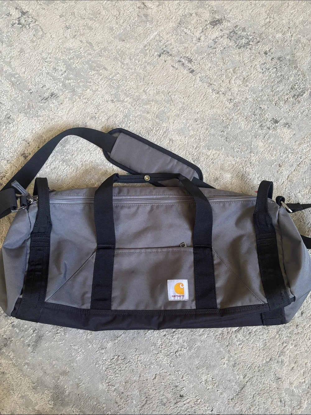Carhartt Gray and Black Canvas Duffel with Shoulder Strap